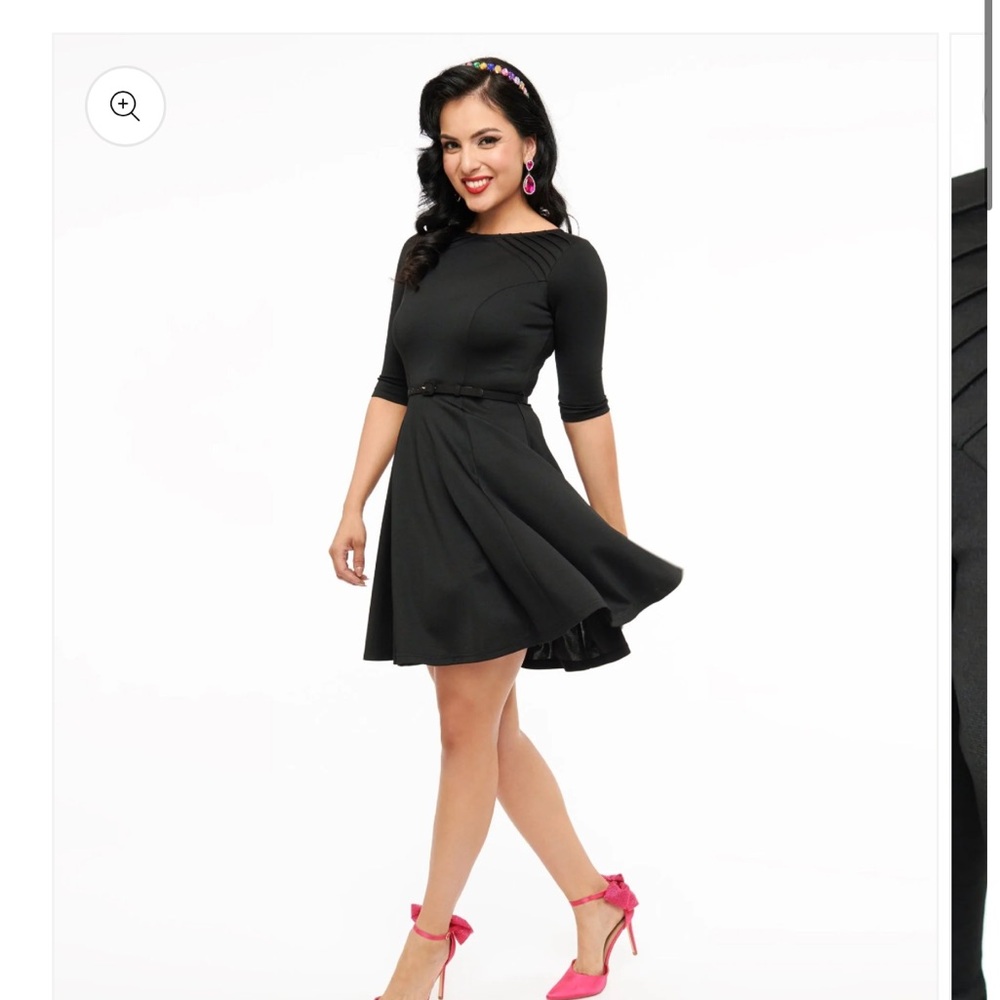 Unique Vintage 1960s Black Knit Stephanie Fit & Flare Dress